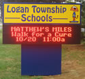 Matthew's Miles Announcement on Logan TWP School Sign