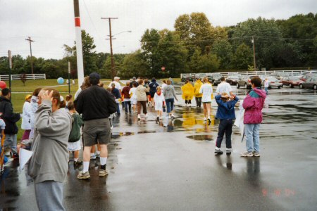 The rain stops... and the walk starts...